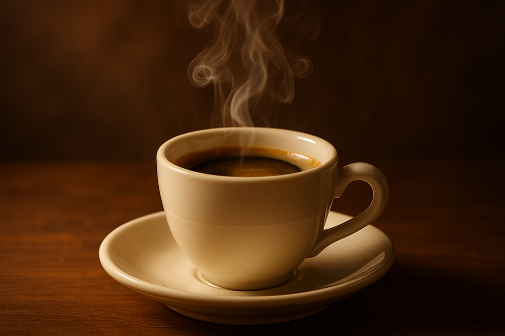 tazzina di caffè fumante